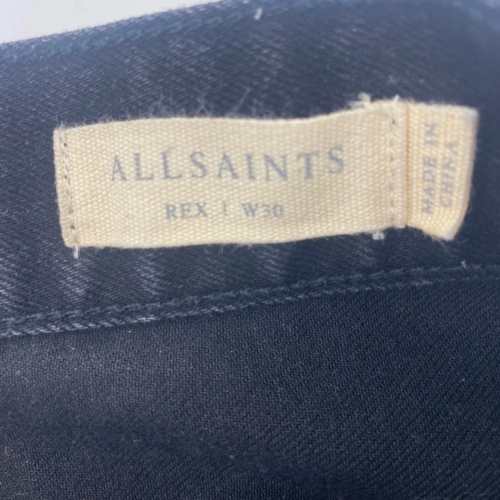 AllSaints Rex Slim Fit‎ Jeans Washed Black Denim Button Fly Mens 30 ME027P
